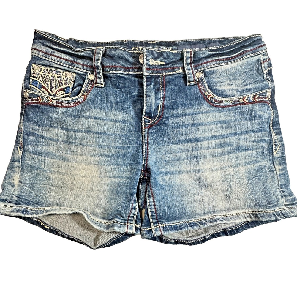 Grace In LA Shorts Womens Embellished  Denim Low Rise Super Cute Size‎ 28